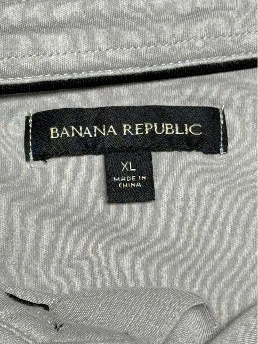 Banana Republic Light Gray Long Sleeve Polo Shirt XL